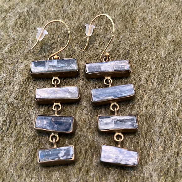 Jewelry - Natural Kyanite Goldtone Earrings
